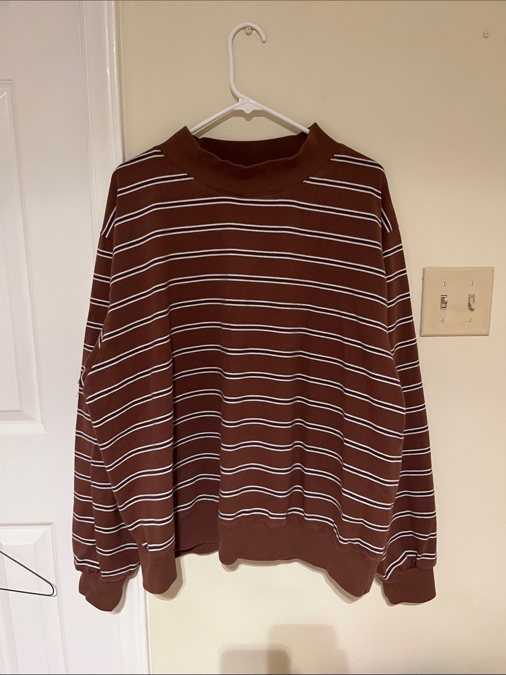 Parke Brown Striped Crewneck Pullover